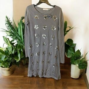 Deux par Deux Gray Dress with Silver Accents